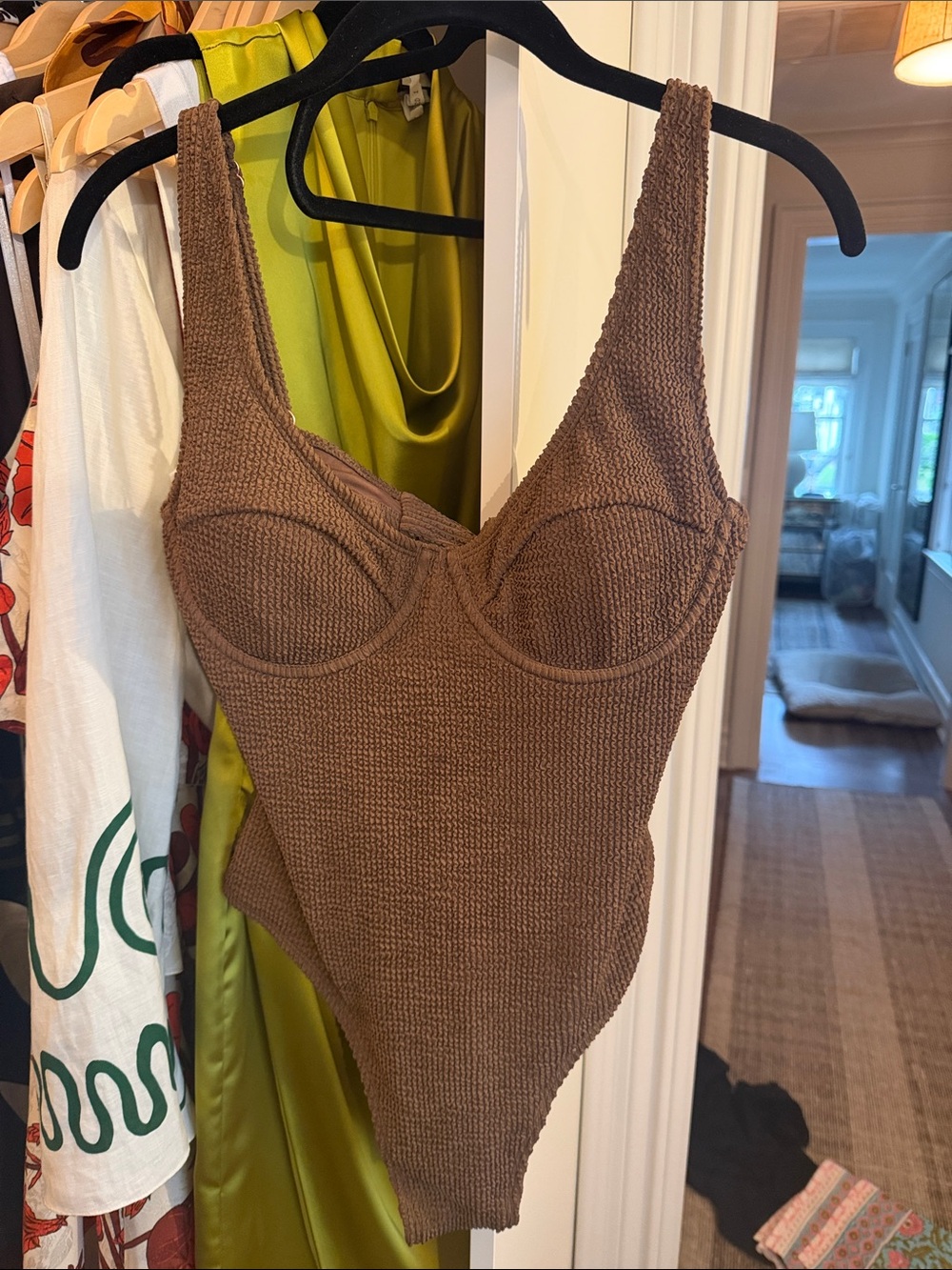 Somerfield Swim Brown Textured Scoop-Back One-Piece